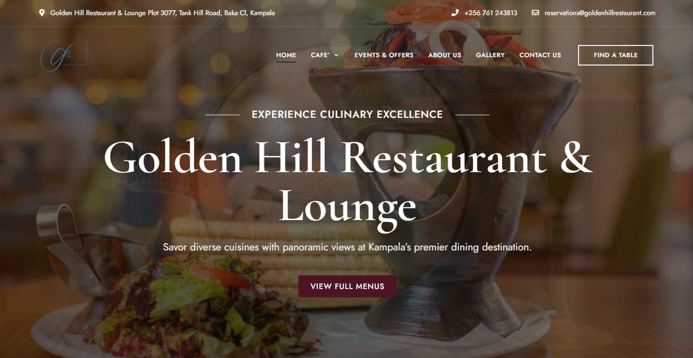 Golden Hill Restaurant & Lounge website built by Akelis Media