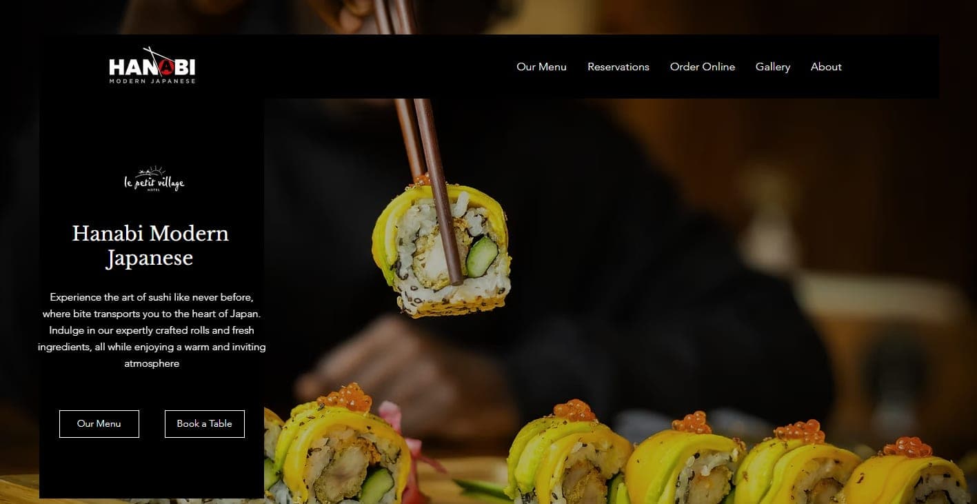 Hanabi Japanese Restaurant website built by Akelis Media
